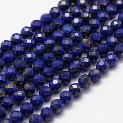 Lapis Lazuli Natural Lapis Lazuli Beads Strands, Faceted, Round, 4mm, Hole: 1mm, about 86~100pcs/strand, 15.1~15.5 inch(38.5~39.5cm)