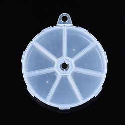 Прозрачный Плоские круглые контейнеры для хранения шариков из полипропилена (пп), с откидной крышкой и 7 решетками, для бижутерии мелкие аксессуары, прозрачные, 9.9x1.5 см, Отсек: 37x39 мм