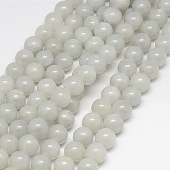 Gainsboro Natural Yellow Jade Beads Strands, Dyed, Round, Gainsboro, 6mm, Hole: 1mm, about 70pcs/strand, 15.75 inch