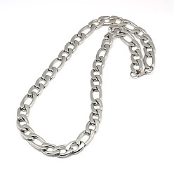Stainless Steel Color Fashionable 304 Stainless Steel Figaro Chain Necklaces for Men, with Lobster Claw Clasps, Stainless Steel Color, 24.02 inch(61cm)x13mm