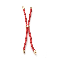 Rouge Fabrication de bracelet en nylon torsadé, fabrication de bracelet de curseur, avec des apprêts en laiton respectueux de l'environnement, ronde, or, rouge, 8.66~9.06 pouce (22~23 cm), Trou: 2.8mm, longueur de chaîne unique: environ 4.33~4.53 pouces (11~11.5 cm)