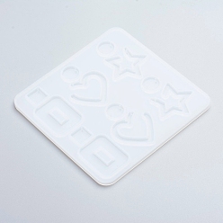 White DIY Dangle Earring Silicone Molds, Resin Casting Molds, for UV Resin, Epoxy Resin Jewelry Making, Mixed Shapes, White, 137x137x5mm, Inner Size: 16~40x16~40mm