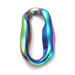Rainbow Color Ion Plating(IP) 304 Stainless Steel Linking Rings, Irregular Oval Connector, Rainbow Color, 18.5x10x2mm, Inner Diameter: 14x4mm