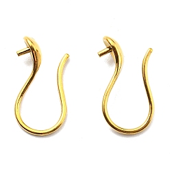 Real 18K Gold Plated 316 Surgical Stainless Steel Earring Hooks, for Half Drilled Beads, Real 18K Gold Plated, 21 Gauge, 16.5x8.5x4.5mm, Pin: 0.7mm and 0.8mm
