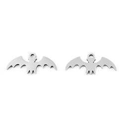 Stainless Steel Color 201 Stainless Steel Charms, Halloween, Bat, Stainless Steel Color, 7.9x17.8x1mm, Hole: 1mm