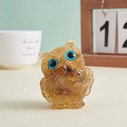 Yellow Crystal Owl Figurine Collectible, Crystal Owl Glass Figurine, Crystal Owl Figurine Ornament, for Home Office Decor Gifts Owl Lovers, Yellow, 60x51x43mm