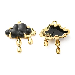 Black Translucent Resin Pendants, Cloud Charms, with Rack Plating Real 18K Gold Plated Brass Findings, Long-Lasting Plated, Cadmium Free & Lead Free, Black, 24.5x22.5x6mm, Hole: 1.6mm