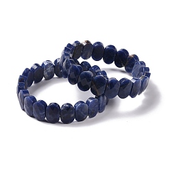 Sodalite Bracelet extensible en perles ovales de sodalite naturelle, bijoux en pierres précieuses pour femmes, diamètre intérieur: 2-1/8 pouce (5.4~5.5 cm)