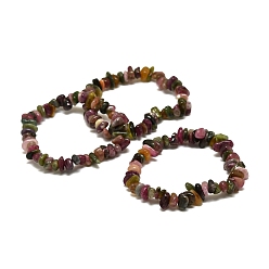 Tourmaline Natural Tourmaline Chip Beads Stretch Bracelets, Tumbled Stone, Inner Diameter: 1-7/8 inch(4.7cm)