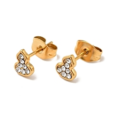 Crystal Rhinestone Gourd Stud Earrings with 316 Surgical Stainless Steel Pins, Gold Plated 304 Stainless Steel Jewelry for Women, Crystal, 6.5x5mm, Pin: 0.8mm