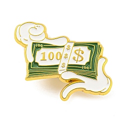 Vert Épingles en émail mains et dollars, insigne en alliage doré pour vêtements de sac à dos, verte, 24.5x33x1mm