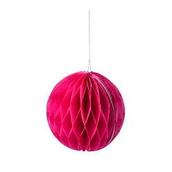 Темно-Розовый Бумажный сотовый шар, бумажный фонарь, с хлопчатобумажной нитью, для свадебной и праздничной вечеринки, темно-розовыми, 355 мм