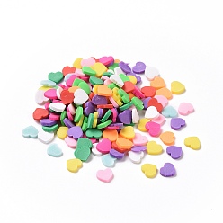 Mixed Color Handmade Polymer Clay Cabochons, Heart, Mixed Color, 4x5x1mm, about 3333pcs/1000g
