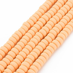 PeachPuff Handmade Polymer Clay Beads Strands, for DIY Jewelry Crafts Supplies, Flat Round, PeachPuff, 6~7x3mm, Hole: 1.5mm, about 113~116pcs/strand, 15.55 inch~16.14 inch(39.5~41cm)