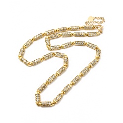 Chapado en Oro Real 18K Collar de cadena de eslabones de columna de circonita cúbica transparente, joyería de latón chapado en rack para mujer, sin plomo y cadmio, real 18 k chapado en oro, 16.54 pulgada (42 cm)