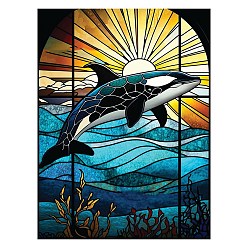 Whale DIY Diamond Painting Kit, Including Resin Rhinestones Bag, Diamond Sticky Pen, Tray Plate and Glue Clay, Whale, 400x300mm