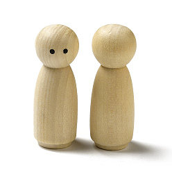 Beige Unfinished Wooden Peg Dolls Display Decorations, for Painting Craft Art Projects, Beige, 15.5x45.5mm