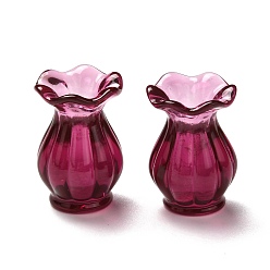 Púrpura Perlas de resina transparentes, sin agujero / sin perforar, florero, púrpura, 14x21 mm, diámetro interior: 6 mm