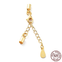 Золотой 925 удлинитель цепи из стерлингового серебра, концевые цепочки с застежками-караками и концами шнура, вкладки каплевидной цепочки, с печатью s925, золотые, 24 mm.