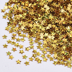 Gold Ornament Accessories, PVC Plastic Paillette/Sequins Beads, AB Color Plated, Star, Gold, 2.6x2.7x0.4mm, about 410000pcs/500g