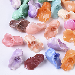 Mixed Color Synthetic Coral Beads, Dyed, Calla Lily, Mixed Color, 15x10x9mm, Hole: 1.5mm