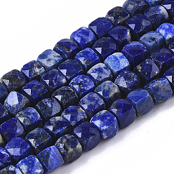 Lapis Lazuli Lapis-lazuli, brins de perles naturels , facette, cube, 4~4.5x4~4.5x4~4.5mm, Trou: 0.8mm, Environ 100 pcs/chapelet, 15.35 pouce (39 cm)