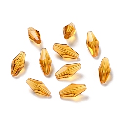 Vara de Oro Perlas de vidrio transparentes, facetados, bicono, vara de oro, 16x8 mm, agujero: 1 mm