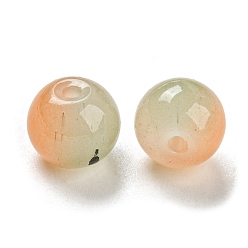 Orange Perles de verre de peinture par pulvérisation bicolore, imitation verre de jade, ronde, orange, 10mm, Trou: 1.8mm, 200 pcs /sachet 
