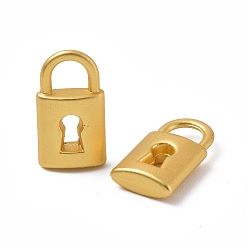 Matte Gold Color Rack Plating Alloy Charms, Cadmium Free & Lead Free & Nickle Free, Lock, Matte Gold Color, 14x8x3mm, Hole: 3.8mm