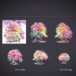 Hot Pink 10Pcs 5 Styles 3D PET Adhesive Waterproof Stickers Set, Tree, for DIY Photo Album Diary Scrapbook Decorative, Hot Pink, 100x100mm, 2pcs/style