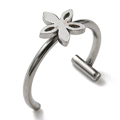 Stainless Steel Color 304 Stainless Steel Eyebrow Ring, Lip Piercing and Nose Studs Body Jewelry, Flower, Stainless Steel Color, 11x12mm, Pin: 1mm