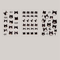 Black 3 Sheets PVC Waterproof Decorative Kitten Stickers, Self-adhesive Cat Decals, for DIY Scrapbooking, Black, Packing: 150x95mm