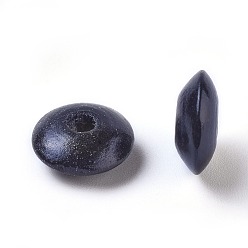 Черный Природных шарики древесины, окрашенные, без свинца, рондель, чёрные, 13~14x5~6 мм, Отверстие : 3~3.5 мм , около 3000 шт / 1000 г