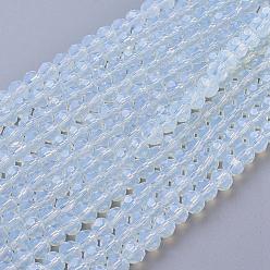 Opalite Opalite Beads Strands, Faceted Round, 8mm, Hole: 1mm, about 48pcs/strand, 15 inch