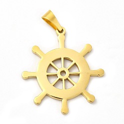 Golden Ion Plating(IP) 304 Stainless Steel Pendants, Helm Charm, Golden, 39x35x2mm, Hole: 9x4mm