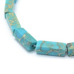 Turquoise Natural Imperial Jasper Beads Strands, Dyed, Rectangle, Turquoise, 13.5~14x4~4.5x4~4.5mm, Hole: 1mm, about 28pcs/strand, 15.15 inch(38.5cm)