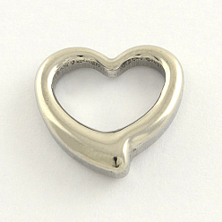 Stainless Steel Color 304 Stainless Steel Open Heart Pendants, Hollow, Stainless Steel Color, 16x17x3mm
