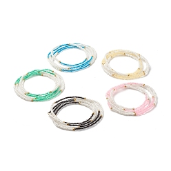 Color mezclado Cuentas de cintura de semillas de vidrio, para mujeres niñas, joyas de verano, color mezclado, 31-1/2 pulgada (80 cm)