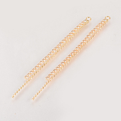Cristal Laiton strass coupe chaîne gros pendentifs, pendentif pompon, sans nickel, réel 18 k plaqué or, avec chaîne à billes, cristal, 65x3mm, Trou: 1.5mm
