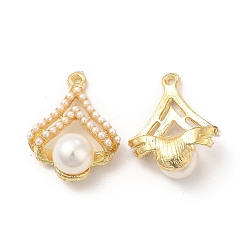 Oro Colgantes de perlas de imitación de plástico abs, con fornituras de aleación, encanto del ventilador, dorado, 23x18x9.5 mm, agujero: 1 mm