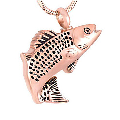 Розовое Золото Ожерелье из урны из нержавеющей стали в форме рыбы, памятные украшения для женщин, розовое золото , 19.69 дюйм (50 см)