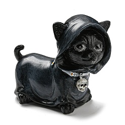 Negro Figura de gato de resina, Para la decoración del escritorio del hogar de la fiesta de Halloween., negro, 100x110x100 mm