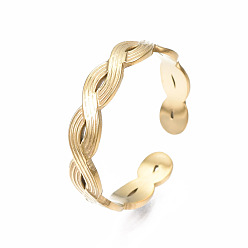 Golden 304 Stainless Steel Twist Wrap Open Cuff Ring for Women, Golden, US Size 7 1/4(17.5mm)