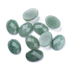 Green Aventurine Natural Green Aventurine Cabochons, Faceted, Oval, 18x13x6mm