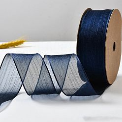Bleu De Prusse 20 mètres de rubans d'organza en polyester, accessoires du vêtement, emballage cadeau, null, 1-5/8 pouces (40 mm)
