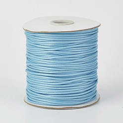 Bleu Ciel Clair Cordon en polyester ciré coréen écologique, lumière bleu ciel, 1mm, environ 169.51~174.98 yards (155~160m)/rouleau