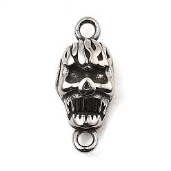 Antique Silver Tibetan Style 304 Stainless Steel Links Connector Charms, Halloween Skull Links, Antique Silver, 19x8x5.5mm, Hole: 2mm