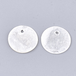 Humo Blanco Colgantes de concha de capiz, plano y redondo, whitesmoke, 15x0.5~1.5 mm, agujero: 1.4 mm