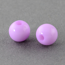 Prune Solides perles de boule acrylique morceaux, ronde, prune, 4mm, Trou: 1mm, environ14800 pcs / 500 g