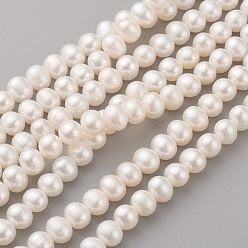 Seashell Color Natural Cultured Freshwater Pearl Beads Strands, Potato, Seashell Color, 6~7x5.5~6mm, Hole: 0.5mm, about 57pcs/strand, 13.39 inch(34cm)